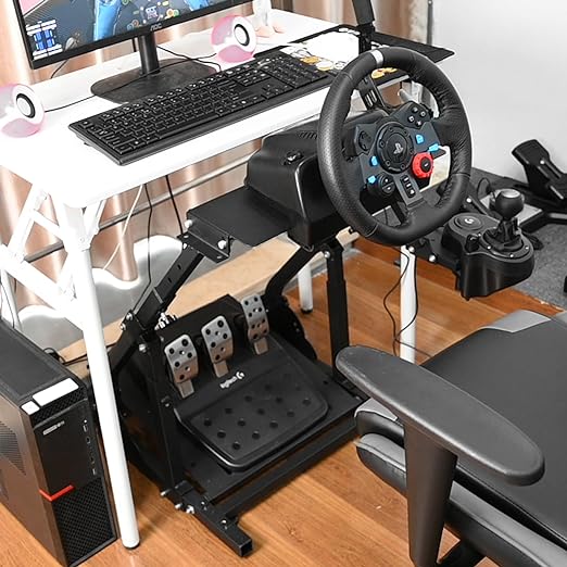 Anman Stability Racing Wheel Stand fit for Logitech/Thrustmaster/PC/Fanatec G27,G29,G920,G923,T150,T248,T300,TMX,Upgrade Steering Shifter Mount Cockpit,Wheel Shifter Pedals NOT Included