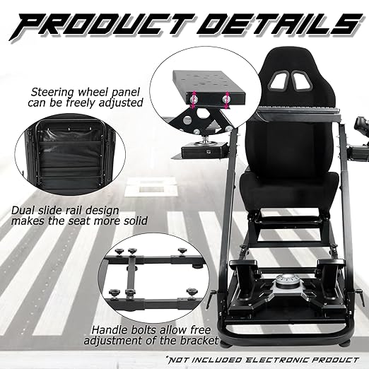 Anman Flight Sim Stand Game Simulator Cockpit with Black Seat Dual shift rod fittings -Flight series