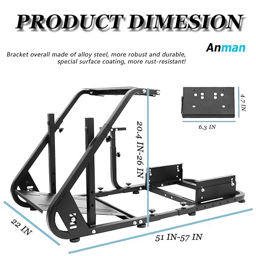 Anman G920 Racing Sim Simulator Cockpit With Red Racing Seat, Adjustable Driving Gaming Sim Frame Fits Xbox,Logitech,Thrustmaster T300,Fanatec,Wheel Shifter Pedals NOT Included