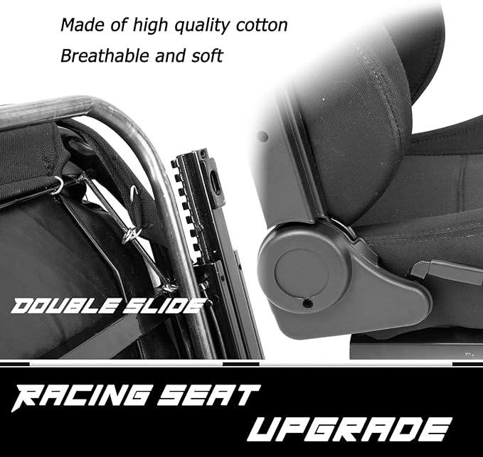 Anman Racing Simulator Cockpit Black Seat/Flight Sim Game Chair Matching Bottom Support Bracket,Seat Belt Drilling/Include Standard seat Double Lock Sliding Module,Support for DIY