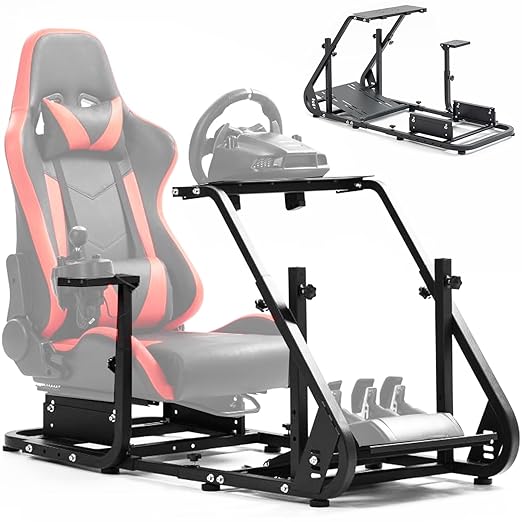 Anman Installable Monitor TV Mount Steering Wheel Stand fit for Logitech/Thrustmaster G23,G25,G27,G923,G PRO,T248X,T80,T300RS,TH8A,Fully Adjustable Large Simulator Cockpit/Not Included Electronics