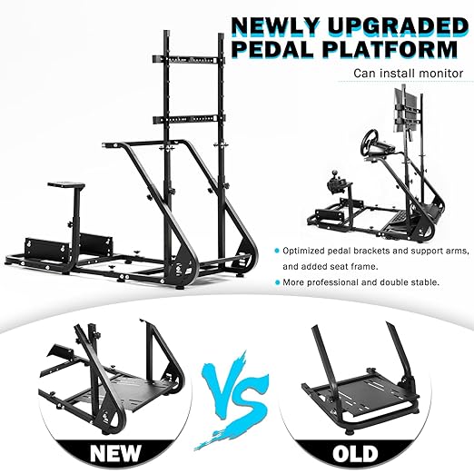 Anman Gaming Simulator Cockpit with Monitor Stand, Not included Wheel Shifter Pedal Seat