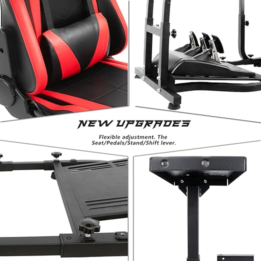 Anman Stand-up Racing Simulator Cockpit with Gaming Seat fit for LogitechIFanatecIThrustmaster G25,G29,G920,G923,G27,T150,T300RS,T3pa,Standing Sim Driving Cockpit,NOT Include Wheel Shifter Pedal