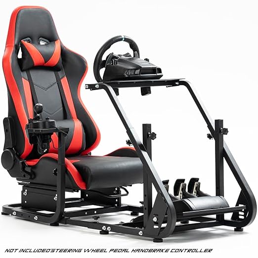 Anman G920 Racing Sim Simulator Cockpit With Red Racing Seat, Adjustable Driving Gaming Sim Frame Fits Xbox,Logitech,Thrustmaster T300,Fanatec,Wheel Shifter Pedals NOT Included