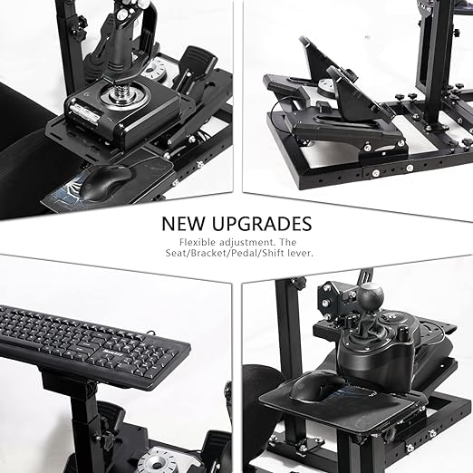Anman Racing Simulator Cockpit With Black Seat Fits for Logitech/Thrustmaster G923,G29,G27,G920,T150,T300,T300RS|3-Piece Shift Lever Panels|Only Heavy Race Wheel Frame&Black Seat