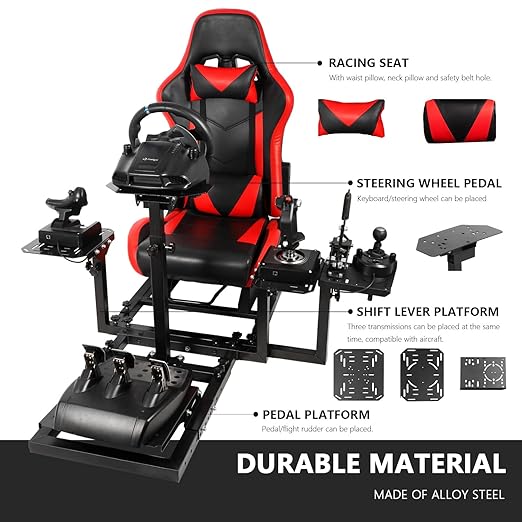 Anman Adjustable Flight Sim Simulator Cockpit Seat Fits for Logitech/Thrustmaster G923,G29,G920,G PRO,T150,T248,T300,Not Included Wheel,Pedal,Throttle,Joystick