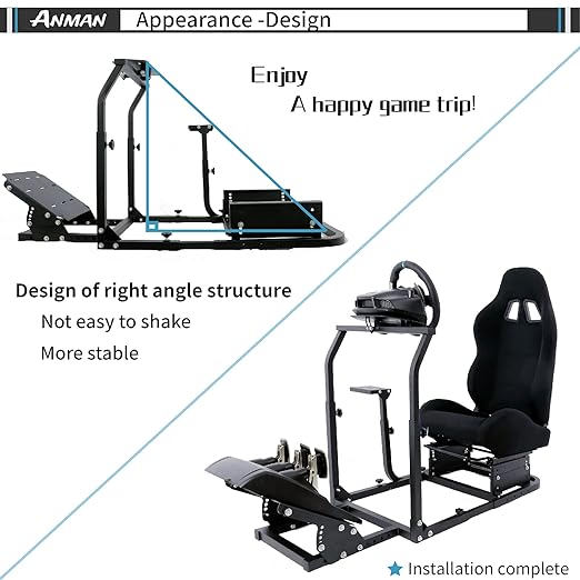 Anman Racing Simulator Cockpit fit for PC/PS4/XBOX ONE Racing Wheel Stand Video Game for Logitech G25 G27 G29 G920 Fanatec Clubsport Thrustmaster T500RS T300RS, Wheel Shifter Pedals NOT Included