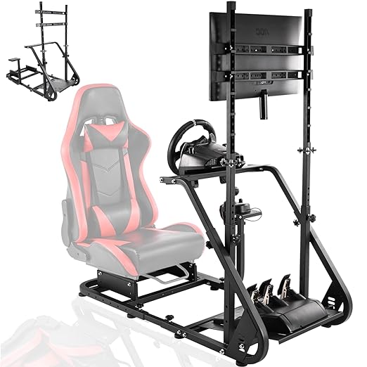 Anman Gaming Simulator Cockpit with Monitor Stand, Not included Wheel Shifter Pedal Seat
