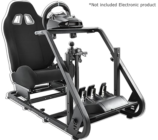Anman Sim Racing Simulator Cockpit Black Seat fit for Logitech/Thrustmaster G27,G923,G920,T-GT,T248x,T80|Installable Monitor Mount Adjustable Large Steering Wheel stand|Not Included Electronics