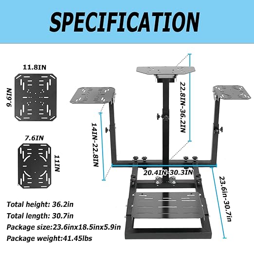 Anman Pro Flight Sim Stand Racing Wheel Frame Dual-Purpose Fit for Logitech Shifter Joystick Pedals,Thrustmaster HOTAS Warthog, Only Include Flight Joystick Stand and Three Sizes Shift Lever Panels
