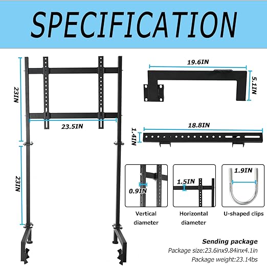 Anman Racing Pro Visualizer Display Stand,Supports 24 to 55 inch Screen Racing Monitor Mount Stand, fit for Round Tube Racing Simulator Cockpit