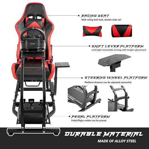 Anman Stand-up Racing Simulator Cockpit with Gaming Seat fit for LogitechIFanatecIThrustmaster G25,G29,G920,G923,G27,T150,T300RS,T3pa,Standing Sim Driving Cockpit,NOT Include Wheel Shifter Pedal