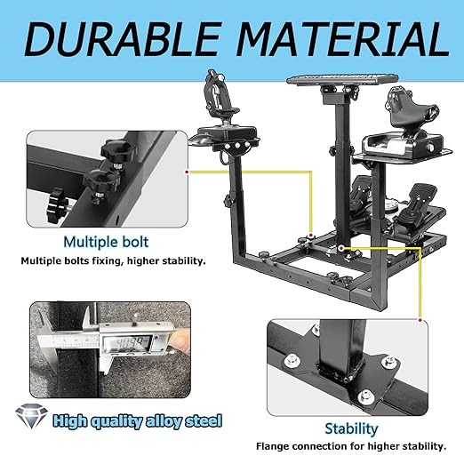 Anman Pro Flight Sim Stand Racing Wheel Frame Dual-Purpose Fit for Logitech Shifter Joystick Pedals,Thrustmaster HOTAS Warthog, Only Include Flight Joystick Stand and Three Sizes Shift Lever Panels