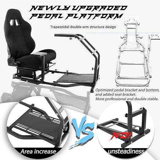 Anman Racing Gaming Simulator Cockpit & Seat Fit for Logitech G29,G27,G25,G923 Thrustmaster T500RS T300RS Racing Wheel Stand Video Game, NOT Include Wheel Shifter Pedal