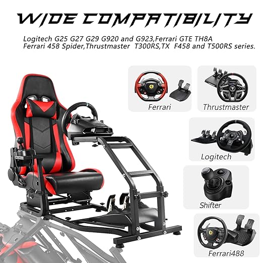 Anman Stand-up Racing Simulator Cockpit with Gaming Seat fit for LogitechIFanatecIThrustmaster G25,G29,G920,G923,G27,T150,T300RS,T3pa,Standing Sim Driving Cockpit,NOT Include Wheel Shifter Pedal