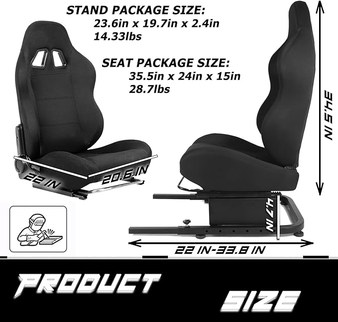 Anman Racing Simulator Cockpit Black Seat/Flight Sim Game Chair Matching Bottom Support Bracket,Seat Belt Drilling/Include Standard seat Double Lock Sliding Module,Support for DIY