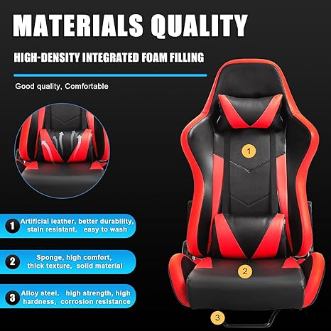 Anman PVC Racing Simulator Game seat with Neck Pillow and Lumbar Includes Standard seat Double Lock Sliding Module