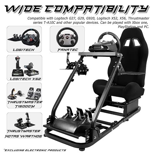 Anman Flight Sim Stand Game Simulator Cockpit with Black Seat Dual shift rod fittings -Flight series