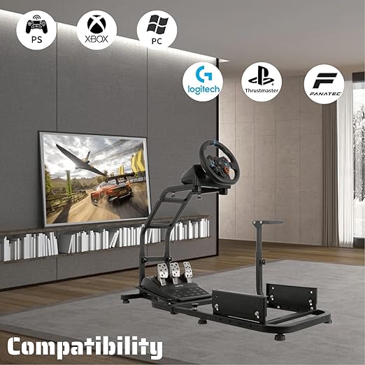 Anman Racing Simulator Mount fit for PC PS4 XBOX ONE Racing Wheel Stand Video Game for Logitech G25/27 G29 G920/923 Fanatec Thrustmaster T500RS T300RS, NOT Include Wheel Shifter Pedals