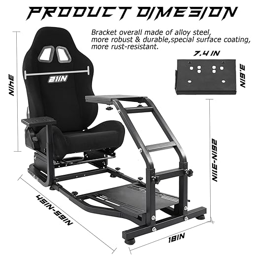 Anman Racing Gaming Simulator Cockpit & Seat Fit for Logitech G29,G27,G25,G923 Thrustmaster T500RS T300RS Racing Wheel Stand Video Game, NOT Include Wheel Shifter Pedal