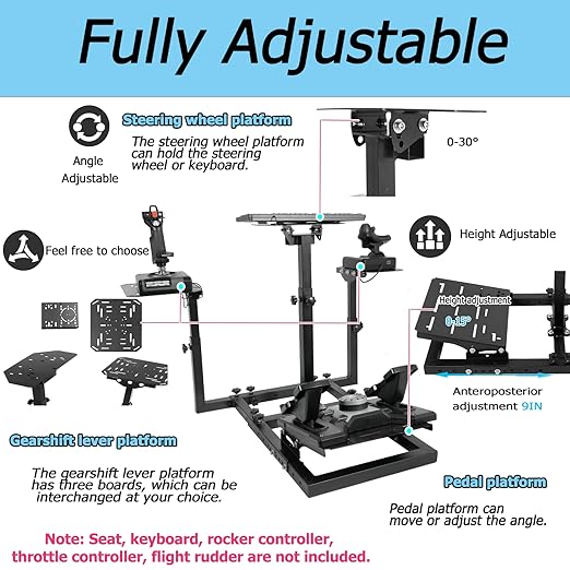 Anman Pro Flight Sim Stand Racing Wheel Frame Dual-Purpose Fit for Logitech Shifter Joystick Pedals,Thrustmaster HOTAS Warthog, Only Include Flight Joystick Stand and Three Sizes Shift Lever Panels
