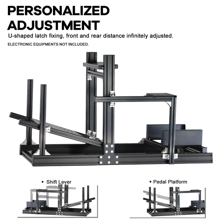Anman GT/F1 Sim Racing Cockpit 8040 Aluminium Profile Racing Frame, Add 1 Cross Bar on Shifter Plate of the Driving Simulator Stand, More Sturdy for Using Direct Drive Steering Wheel GPRO CSLDD T818