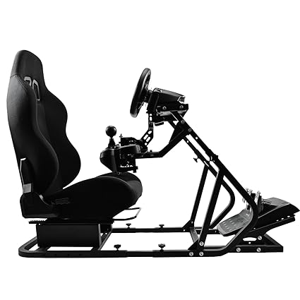Anman Racing/Driving Simulator Cockpit with Black Seat Fit for Logitech/Thrustmaster G29,G920,G923,T300,T300RS,TMX,T150 Full Upgrade Steering Wheel&Pedal&Gear Shift Lever Not Inclued