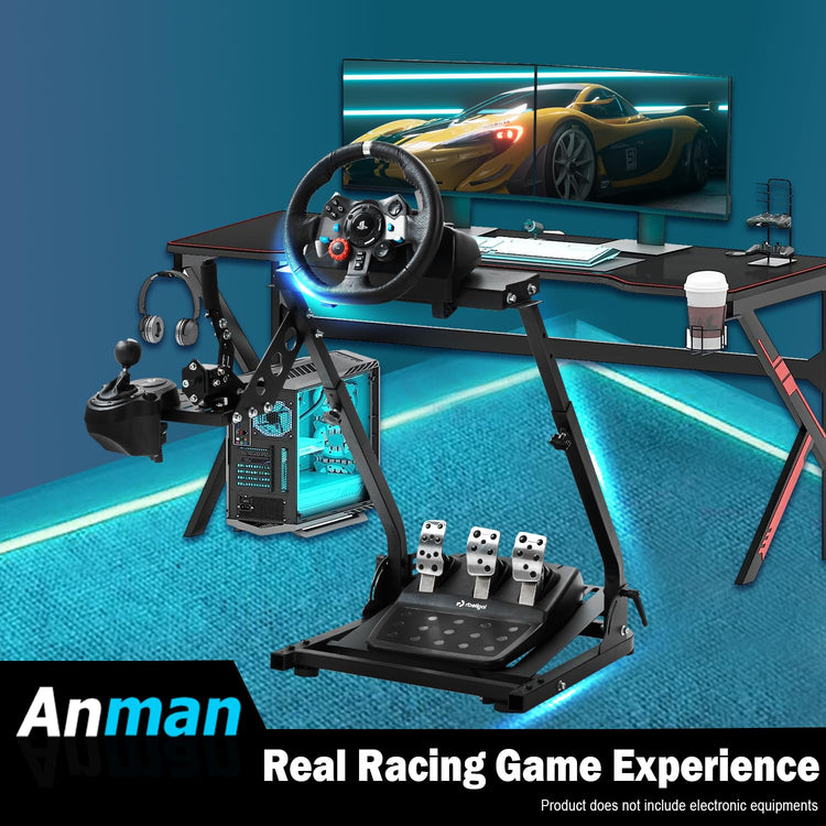 Anman G25 Racing Steering Wheel Cockpit Pro Gear Shifter Mount Fit for Logitech G27 G29,Fanatec,Thrustmaster T150 T150 pro,Adjustable Height & Angle,Racing Simulator Cockpit Foldable,No Pedal and Steering Wheel