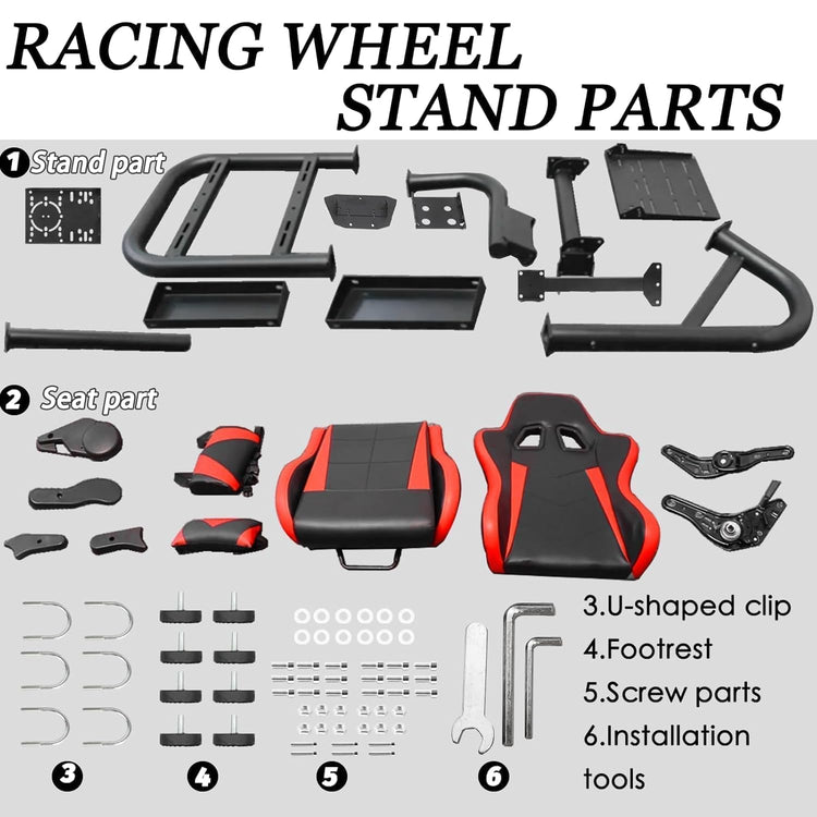 Anman G29 Inspired Sim Simulator Cockpit with Seat Fit for Logitech/Thrustmaster G27 G920 G923 T300RS TX,with Round Tube Freedom Upgrade Pro Steering Wheel Stand, Not Included Electronics