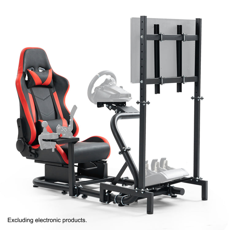 Anman G29 Racing Sim Simulator Cockpit with Red Seat Equipped with Monitor TV Stand fit for Thrustmaster T300RS,for Logitech G27 G29 G920 G923 Handbrake Wheel Shifter Pedals Monitor Not Included