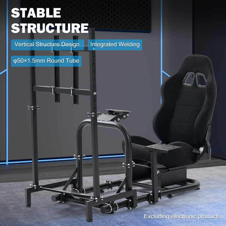 Anman G923 Adjustable Racing Gaming Simulator Cockpit Pro with Black Esports Seat Equipped with Double Shift Lever Display TV Stand Fits for Logitech/Thrustmaster T300RS TX/Fanatec/PC/PS4/Xbox. Without Steering Wheel, Pedals and Shifter