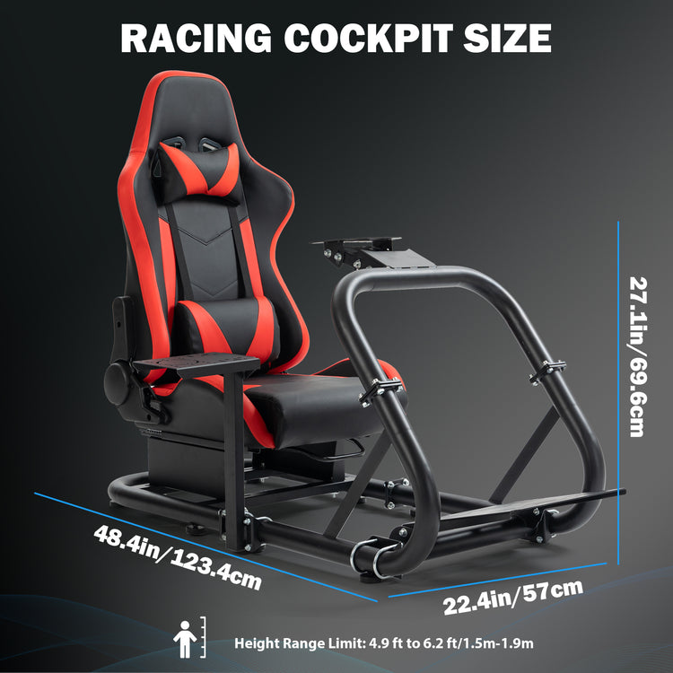 Anman Pro Adjustable Driving Racing Simulator Cockpit with Ergonomic Red Seat, Fit for Logitech G29 G920 G923/Thrustmaster T300RS/Moza R3 R5, Wheel, Pedals and Monitor Mount Not Included