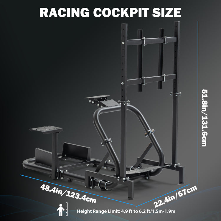 Anman Pro Adjustable Driving Racing Simulator Cockpit with Single-screen Monitor Mount, Fit for Logitech G29 G920 G923/Thrustmaster T300RS/Moza R3 R5, Wheel, Pedals, Seat and Monitor Not Included