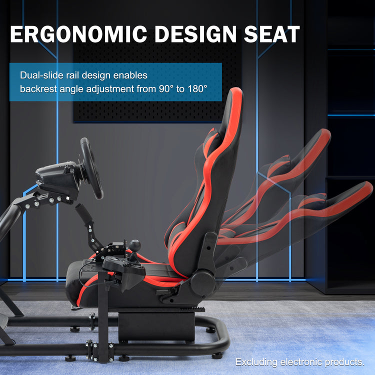 Anman Pro Adjustable Driving Racing Simulator Cockpit with Red Seat and Monitor Mount, Fit for Logitech G29 G920 G923/Thrustmaster T300RS/Moza R3 R5, Wheel, Pedals, and Monitor Not Included