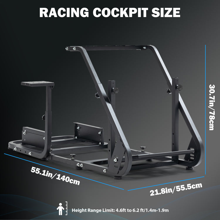 Anman Racing Simulator Cockpit, Mountable Monitor Stand, Fit for Logitech G27 G29 G920/Fanatec/Thrustmaster T500RS T300RS, Adjustable Driving Simulator, Not Include Steering Wheel, Pedals, Handbrake, Seat and Monitor
