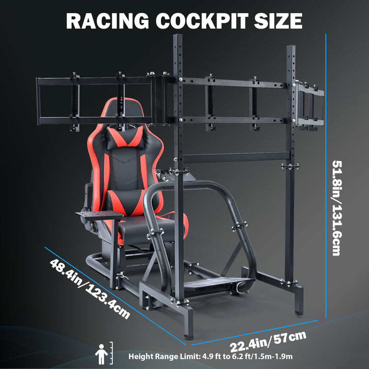 Anman Pro Adjustable Driving Racing Simulator Cockpit with Red Seat and Monitor Mount, Fit for Logitech G29 G920 G923/for Thrustmaster T300RS/for Moza R3 R5, Wheel, Pedals, and Monitor Not Included