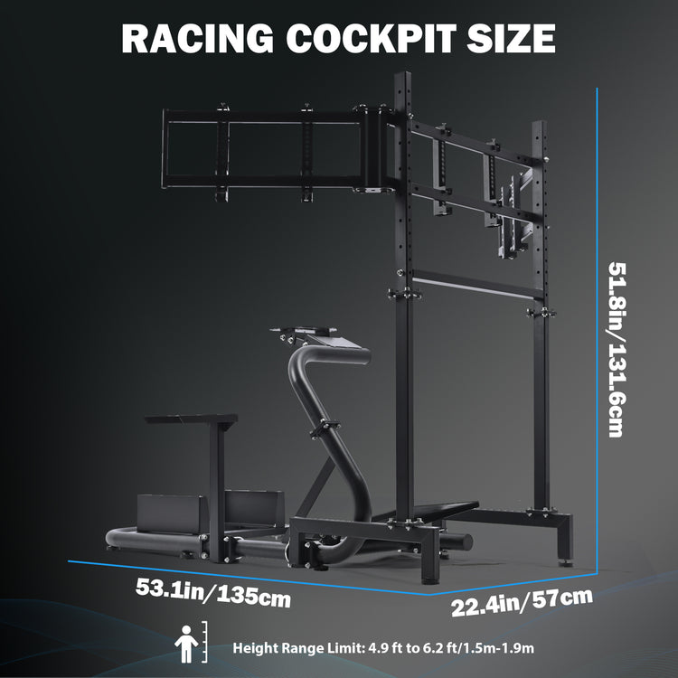 Anman Racing Simulator Cockpit with Triple Monitor Stand fits for Logitech/for Thrustmaster g25 g27 g923 T248x T-GT T300RS TX, φ50mm Round Tube Freedom Upgrade Racing Simulator Cockpit Steering Wheel Pedal Seat Not Included