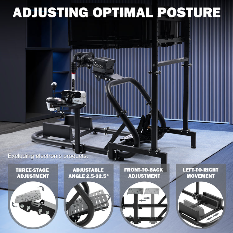 Anman Pro Adjustable Driving Racing Simulator Cockpit with Triple Monitor Stand, Fit for Logitech G29 G920 G923/Thrustmaster T300RS/Moza R3 R5, Wheel, Pedals, Seat and Monitor Not Included