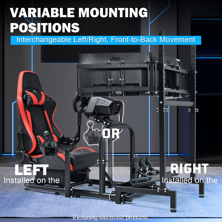 Anman Driving Simulator Cockpit with Triple Monitor Mount and Red Seat Fits for Logitech/Thrustmaster/Fanatec/Moza G29 G920 G923 CSL-DD T248 Racing Sim Cockpit Without Steering Wheel, Pedals and Shifter