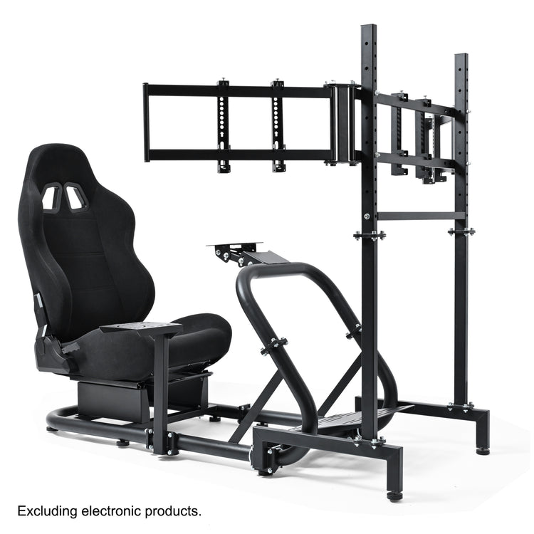 Anman Pro Adjustable Driving Racing Simulator Cockpit with Black Seat and Monitor Mount, Fit for Logitech G29 G920 G923/for Thrustmaster T300RS/for Moza R3 R5, Wheel, Pedals, and Monitor Not Included