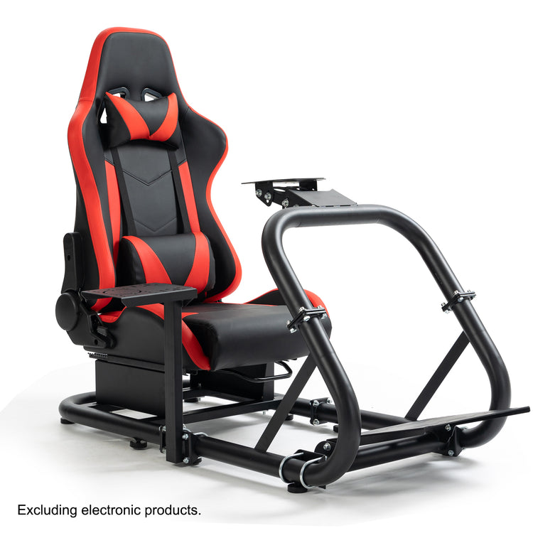 Anman Pro Adjustable Driving Racing Simulator Cockpit with Ergonomic Red Seat, Fit for Logitech G29 G920 G923/Thrustmaster T300RS/Moza R3 R5, Wheel, Pedals and Monitor Mount Not Included