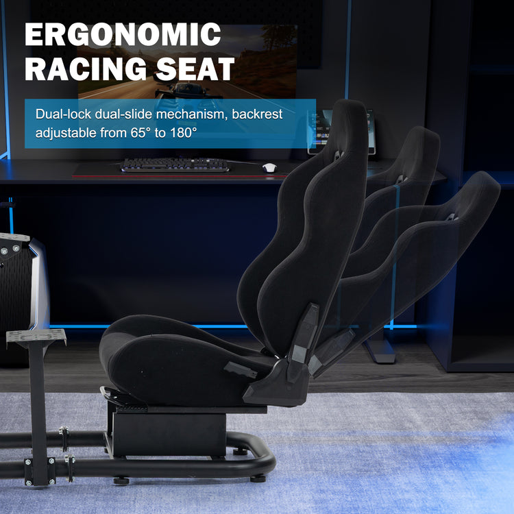 Anman G923 Adjustable Racing Gaming Simulator Cockpit Pro with Black Esports Seat Equipped with Double Shift Lever Display TV Stand Fits for Logitech/Thrustmaster T300RS TX/Fanatec/PC/PS4/Xbox. Without Steering Wheel, Pedals and Shifter