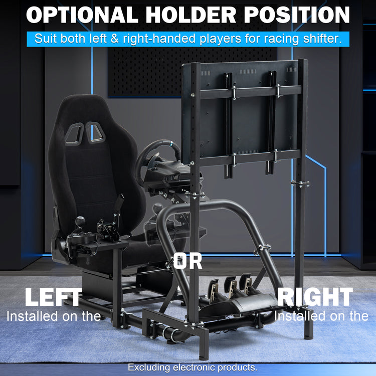 Anman Pro Adjustable Driving Racing Simulator Cockpit with Black Seat and Monitor Mount, Fit for Logitech G29 G920 G923/Thrustmaster T300RS/Moza R3 R5, Wheel, Pedals, and Monitor Not Included