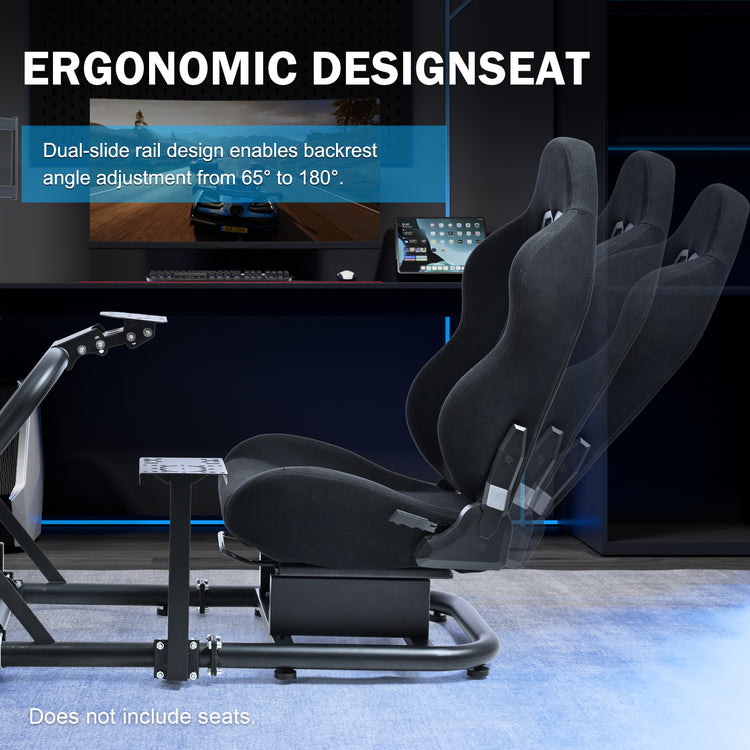 Anman Pro Adjustable Driving Racing Simulator Cockpit with Black Seat, Fit for Logitech G29 G920 G923/Thrustmaster T300RS/Moza R3 R5, Wheel, Pedals and Monitor Mount Not Included