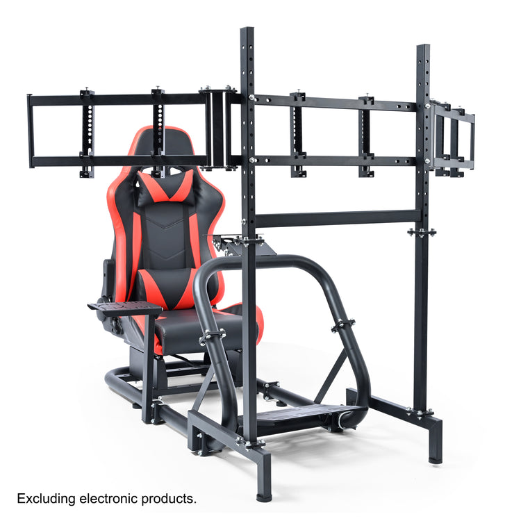 Anman Pro Adjustable Driving Racing Simulator Cockpit with Red Seat and Monitor Mount, Fit for Logitech G29 G920 G923/for Thrustmaster T300RS/for Moza R3 R5, Wheel, Pedals, and Monitor Not Included