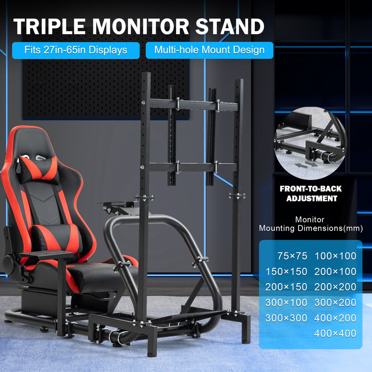Anman Pro Adjustable Driving Racing Simulator Cockpit with Red Seat and Monitor Mount, Fit for Logitech G29 G920 G923/Thrustmaster T300RS/Moza R3 R5, Wheel, Pedals, and Monitor Not Included