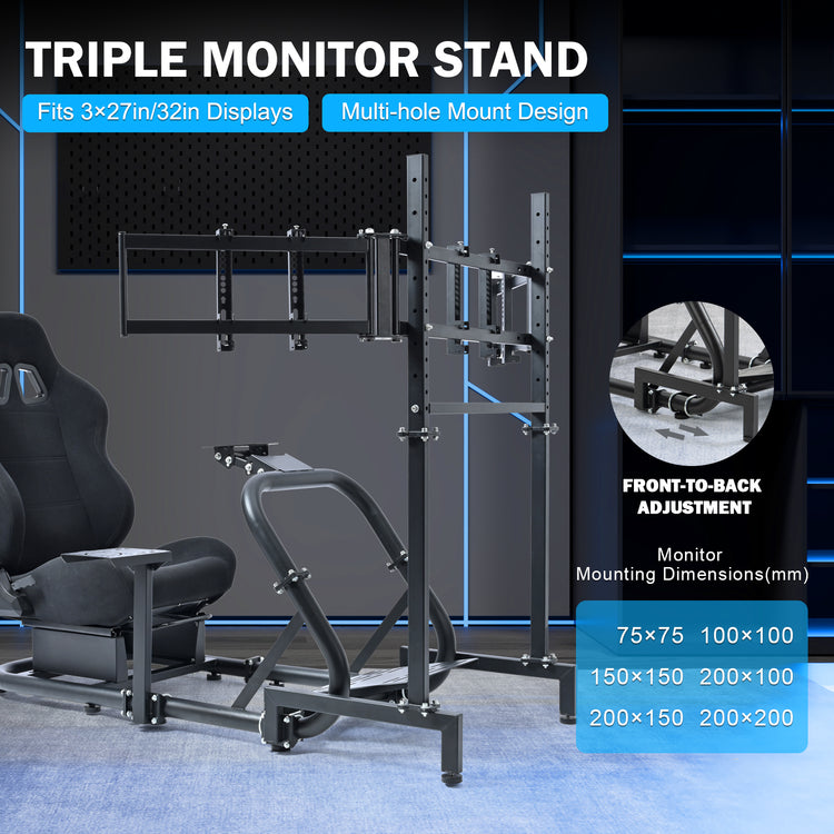 Anman Pro Adjustable Driving Racing Simulator Cockpit with Black Seat and Monitor Mount, Fit for Logitech G29 G920 G923/for Thrustmaster T300RS/for Moza R3 R5, Wheel, Pedals, and Monitor Not Included