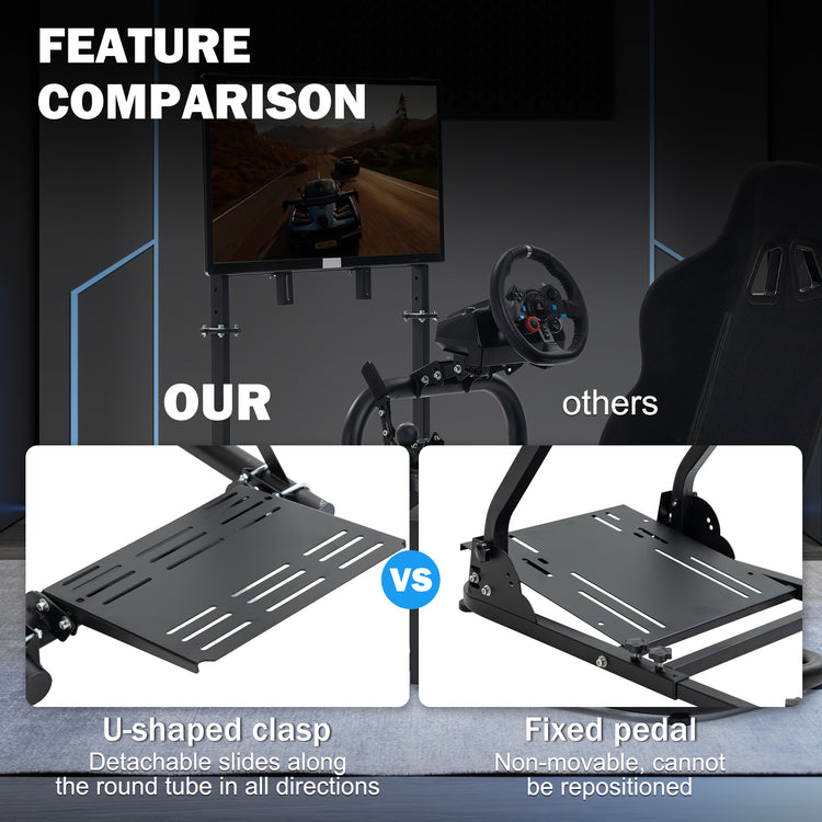 Anman G923 Adjustable Racing Gaming Simulator Cockpit Pro with Black Esports Seat Equipped with Double Shift Lever Display TV Stand Fits for Logitech/Thrustmaster T300RS TX/Fanatec/PC/PS4/Xbox. Without Steering Wheel, Pedals and Shifter