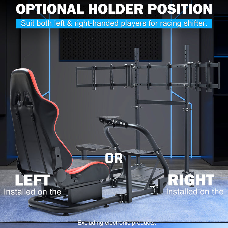 Anman Pro Adjustable Driving Racing Simulator Cockpit with Red Seat and Monitor Mount, Fit for Logitech G29 G920 G923/for Thrustmaster T300RS/for Moza R3 R5, Wheel, Pedals, and Monitor Not Included