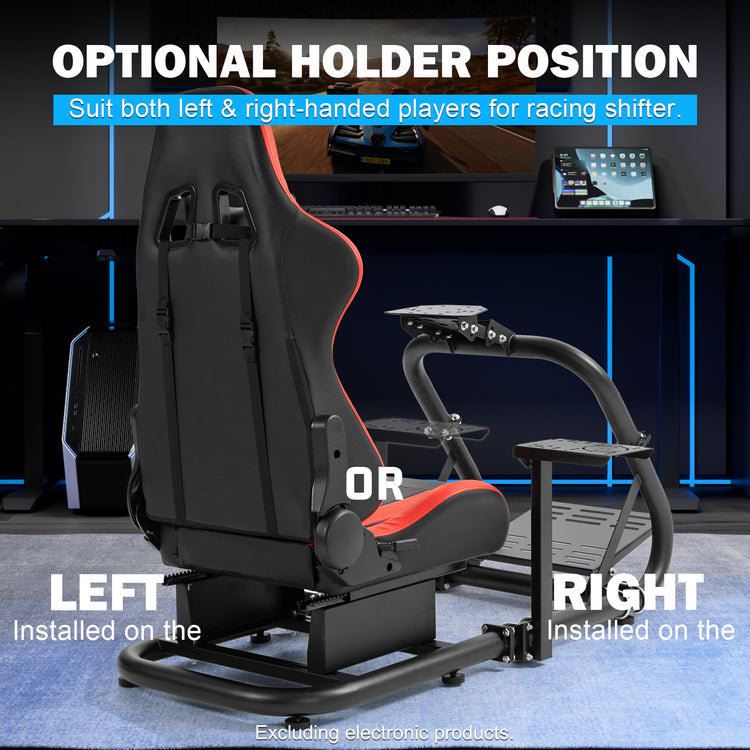 Anman Pro Adjustable Driving Racing Simulator Cockpit with Ergonomic Red Seat, Fit for Logitech G29 G920 G923/Thrustmaster T300RS/Moza R3 R5, Wheel, Pedals and Monitor Mount Not Included